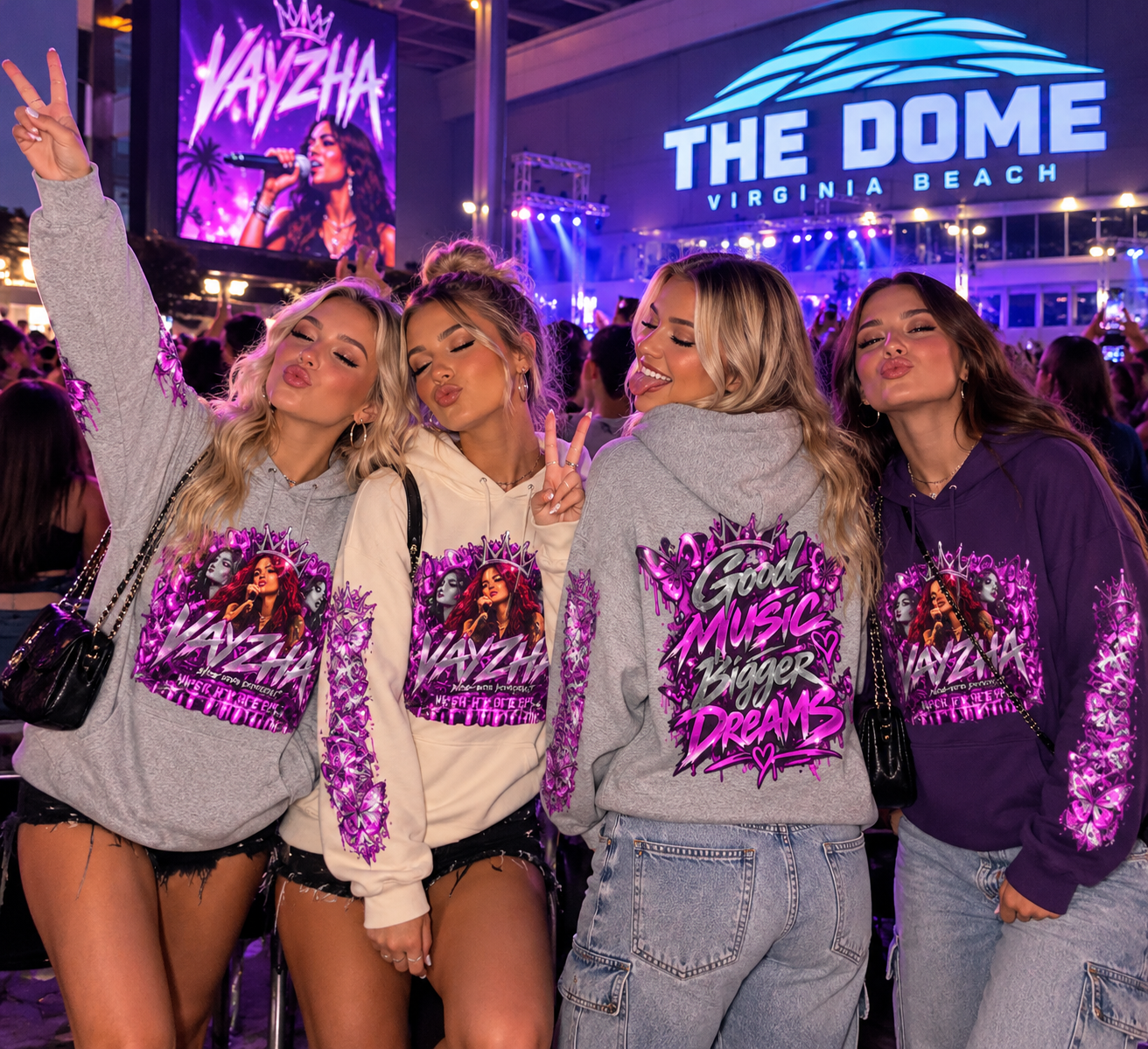 VAYZHA™ Good Music Bigger Dreams Oversized Hoodie – 350 GSM Heavyweight Fleece