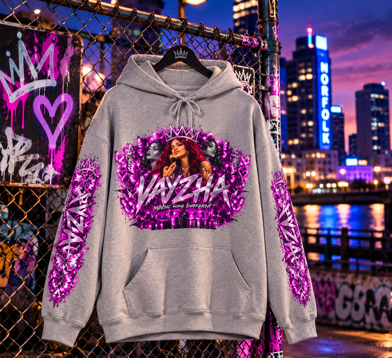 VAYZHA™ Good Music Bigger Dreams Oversized Hoodie – 350 GSM Heavyweight Fleece - Image 9
