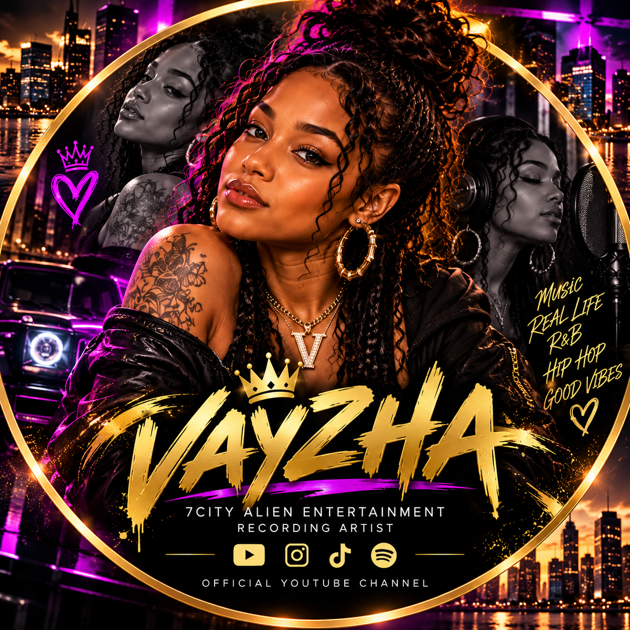VAYZHA Neon Gold R&B Portrait